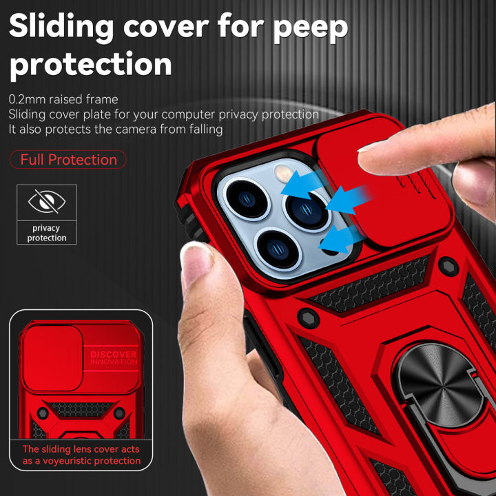 for Samsung A12 Case with Slide Camera Cover, 360° Ring Holder Metal Kickstand, work for Magnetic Phone Holder Car Mount, Drop Peep Protection