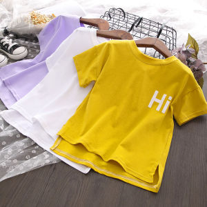 Pure Cotton Short Sleeve T-Shirt Childrens Summer Clothes Baby Girls Base Shirt Boys Kids Top round Neck Korean Style Cartoon Pattern