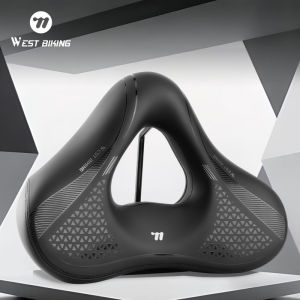 WEST BIKING Hollow Bicycle Rear Seat Cushion Extra Wide Comfortable Waterproof Saddle Dual Shock Absorbing Thickened Soft Seat Cushion for MTB Road Bike E-Bike Saddle
