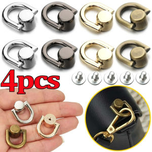 4Pcs Screwback Screw Rivet Stud Silver Round Head Nail with Pull Ring DIY Removable Pendant Parts Leather Craft Clothes Bags