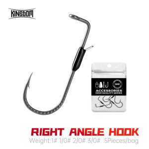 Kingdom 90 Degree Jig Fishing Hook 5pcs/bag 1# 1/0  2/0 3/0# High Carbon Steel Freshwater Right Angle Barbed Fish Hook