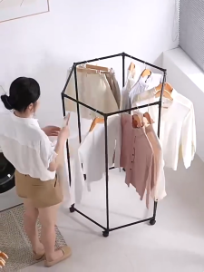 HOTUS ราวแขวนผ้า ราวตากผ้าสแตนเลส มัลติฟังชั่น ราวแขวนผ้าหกเหลี่ยม หมุนได้ 360 องศา ล้อล็อคได้ องศา ประกอบง่าย ถอดออกได้