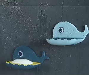 SET 3 Khay Nhựa Đựng Xà Bông Dán Tường Hình Cá Voi Dễ Thương Có Rãnh Thoát Nước