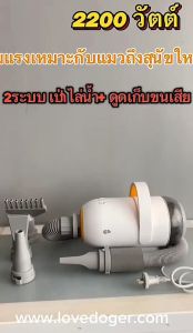 ไดร์ไล่น้ำเป่าและดูดขนสุนัขall-in-one2200วัตต์ เป่าขนและดูดขนเสียได้ หน้าจอดิจิตอล ปรับแรงเบาได้ เหมาะกับแมวถึงสุนัขใหญ่
