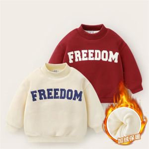 Boys Padded Hoodies Winter Autumn Thickened Kids Sweatshirts Childrens Warm Plus Velvet Tracksuit Infant Letter Clothing 2-8Y