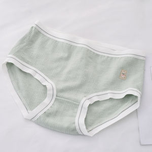 Pure Cotton Young Adult Mid-Low Waist Underwear Student Cotton Fabric Jacquard Plaid Small Sheath Briefs Head