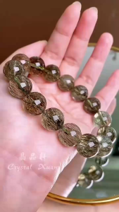 【现货】 🌈 13mm 碧玺发晶手串 Tourmalinated Quartz (with Tourmaline Needles) Bracelet ｜能量守护 ✦ 排浊净化 ✦ 平衡情绪｜