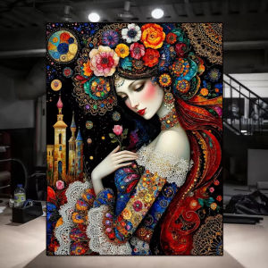Colorful Bohemian Floral Woman Portrait Jigsaw Puzzle 500/1000/1200/2000PCS Stress Relief Puzzle Wall Art Decor Gift