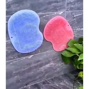 Tấm kỳ lưng silicontẩy da chết tạo bọt và massage body dán tường có móc treo tiện lợi