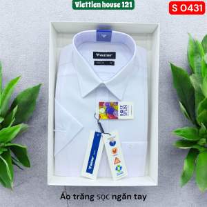 Áo sơ mi trắng trơn Việt Tiến tay dài + tay ngắn vải sợi hoa hồng mịn mát
