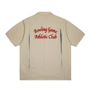 CENLES SS25 Bowling Shirt Mens Loose Cuban Collar Short Sleeve Breathable Retro American Style Summer Fashion Casual Shirt