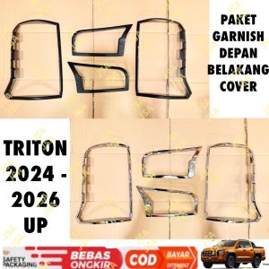 Paket Garnish Lampu Depan Belakang New Triton 2024 2025 2026 Hitam Chrome .
