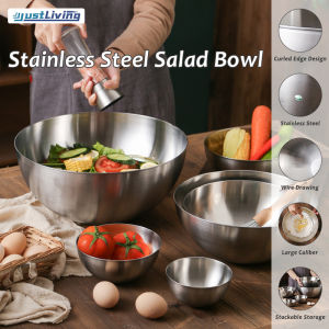 JustLiving 304 Stainless Steel Mixing Bowls Nesting Bowls for Space Saving Storage Sturdy Bowls for Cooking/ Baking/ Prepping - Easy To Clean Kitchen Food Storage Organizers