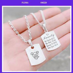 [1-2 NGÀY] FLORA 0452D - [Có bán lẻ] Dây chuyền bạc ta mặt hình chữ nhật khắc theo yêu cầu dành cho bé