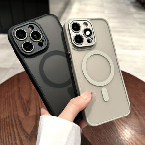 CrashStar With Lens Films MagSafe Translucent Matte Hard Shockproof Phone Case For iPhone 15 14 Pro Max 13 12 11 Pro Max Wireless Charging Phone Casing Skin-friendly Frosted Phone Cover With Full Cover Lens Camera Protection