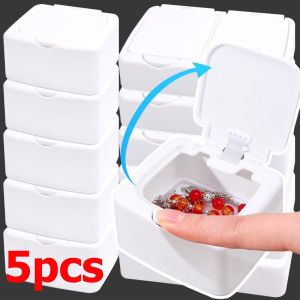 5pcs Small Desktop Pop-up Storage Box / Cotton Dustproof Makeup Organizer Case Press / Stationery Cosmetic Storage Case / Dormitory Sorting Debris Organizer