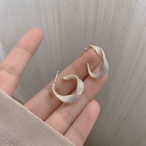 Trendy C-Shaped Earrings Womens Elegant Style Fashion Jewelry Fresh out Alloy Embedded Artificial Gemstone New Arrival