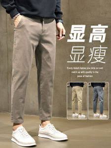 Quần Dài Thường Ngày Màu Nâu Cho Nam Mùa Thu Đông Quần Dài Công Sở Cotton 100% Quần Dài Ống Đứng Ôm Vừa Vặn