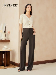 YINER | V-Neck Button Tencel Blend Knit Top
