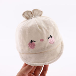 Cute Baby Girl Spring Autumn Rabbit Hat Adjustable Short Brim Baseball Cap Infant Fashionable Headwear Comfortable Soft Material