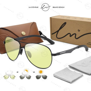 LM | LM Brand Vintage Photochromic Sunglasses Men Women Chameleon Polarized Pilot Sun Glasses Anti-glare Driving Oculos de sol