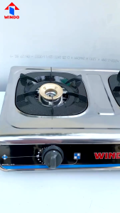 Bếp Gas Đôi Mặt Inox WINDO - 718 SI | Bếp gas 6 tấc-Điếu Inox- tiết kiệm gas- Hàng Chính Hãng