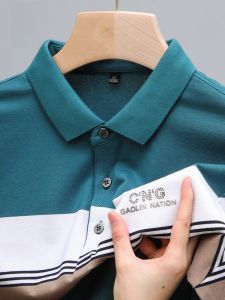 ROMON | Lormen Mens Short Sleeve Polo Shirt Ice Silk Mesh Casual Fashion Summer Business Casual With Collar Top Youth Standard Fit Print