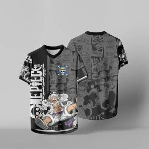 Bandai | Summer 2026 One Piece Luffy "Fifth Gear Half Side Split" Football Themed 3D Printed Breathable T-shirt Adult Parent-child Top