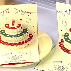 3D Light Music Birthday Card Pop Up Cake Creative Greeting Card Happy Birthday Party Gift Message Cards