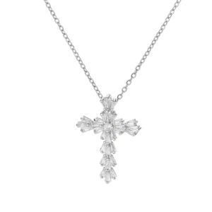 Dây Chuyền Mặt Dây Chuyền Chữ Thập Zircon Sang Trọng Dành Cho Nữ Dây Thép Không Gỉ Thiết Kế Hình Học Trang Sức Thời Trang Thẩm Mỹ Phụ Kiện Trang Sức Hợp Xu Hướng
