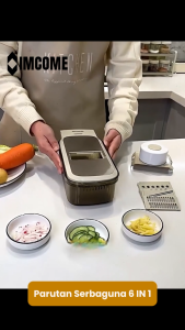 IMCOME Parutan Serbaguna Peralatan Masak Pengiris Kentang Singkong Wortel Bawang Dan Sayur Multifungsi 6 IN 1 Aesthetic
