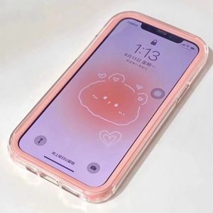 Macaron Color Double Layer Three-In-One Thickened Transparent Shockproof Case for iQOO Z9TURBO+ Z5 Peach Pink NE09 Anti-Fall for Girls U5/Z8X