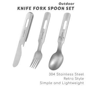 Camping Portable Fork Spoon Set Home Vintage Dining Utensils Picnic Stainless Steel Tableware