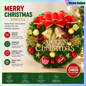 30cm Artificial Garland Handmade Xmas Party Home Decorations Christmas Wreath Wall
