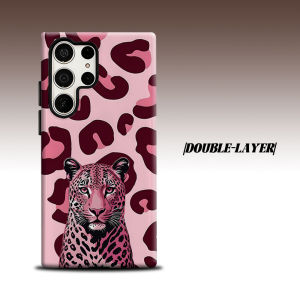 BILIBILI | Pink Leopard Portrait For Samsung Galaxy S26 S25 S24 A56 A36 Dual Layer Luxury Fashion Full Lens Protective Case