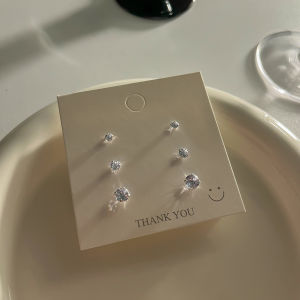 Silver Needle Zirconia Earrings Womens Simple Embedded Super Shiny Ear Bone Studs Trendy Small Size Versatile Student Earrings Jewelry