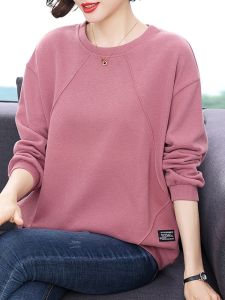 เสื้อสเวตเตอร์คอกลมแขนยาวถักหลวมๆ สบายๆ สำหรับผู้หญิง ฤดูใบไม้ผลิและฤดูใบไม้ร่วง แฟชั่นใหม่ 2024 เสื้อผ้าผู้หญิงวัยกลางคนและผู้สูงอายุ