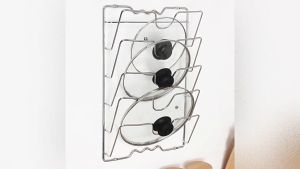 YOTAIL Wall Mounted Pot Cover Rack: Durable Stainless Steel Multi-Layer Solution