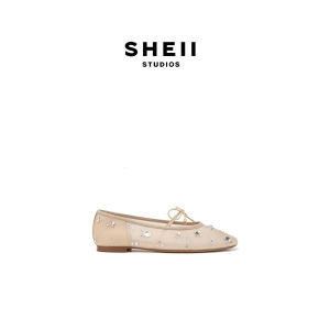 SHÉII | Giày Bệt Mary Janes Nơ Pha Lê Voan Mờ