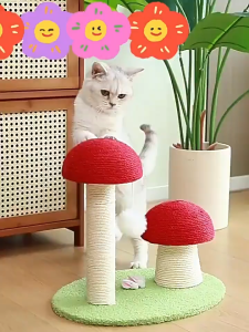 Red Mushroom Cat Climbing Frame Sisals Kitten Scratch Pole/scratcher