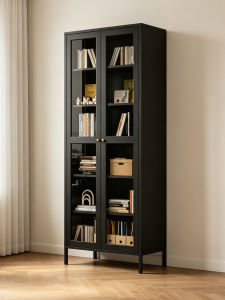 Steel Bookcase Glass Door Display Cabinet Dustproof