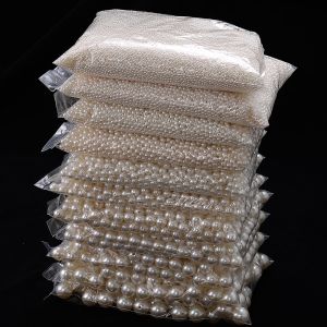 3/4/6/8/10/12mm Pearl Beads ABS Loose Round Beads for DIY Jewelry Making White Beige DIY Imitation Garment Beads