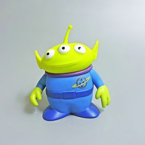 Bandai | Cartoon Movie Toy Theme Cute Three Eyes Monster Green Men Allien Doll Figure Anime Decoration Collection Toy Model For Gifts