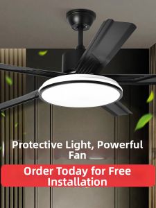 CHIGO | Home Use Simple Design Variable Frequency Ceiling Fan Light with Large Airflow for Living Room Dining Room and Bedroom