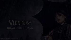 [Cinereplicas x Netflix] Wednesday Adams handbag drawstring bag for men and women Nevermore Academy Purple backpack fashionable and creative drawstring bag