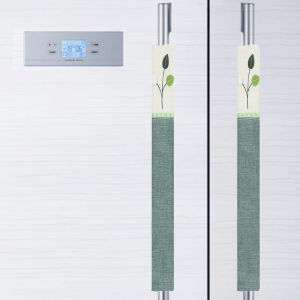 2Pcs Household Color Handmade Flower-Patterned Double-Door Refrigerator Handle Covers Detachable Refrigerator Protective Covers Creative Soft Handle Covers