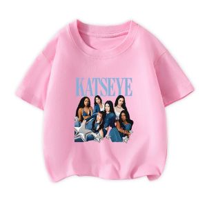 Bandai | KATSEYE Summer Kids T-Shirt Funny Print Cotton Short Sleeve Cute Cartoon Boys Girls Top Fashion Baby Clothes