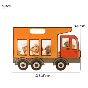5pcs Construction Vehicle Candy Bag Snacks Sealed Police Car FireTruck Plastic Bags For Home Storage Supply Birthday Party Decor