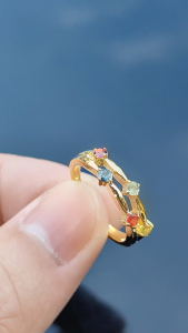 แหวน“แหวนนพเก้า” หรือ แหวนนพรัตน์ ตัวเรือนเงินแท้ 92.5% ชุบทอง ไซด์นิ้ว 54 หรือเบอร์ 7 US