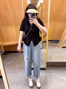 พลัสไซส์ สีดำ คอวี แขนสั้น ผู้หญิง เสื้อยืด ฤดูร้อน สลิมฟิต ลำลอง เปิดไหล่ปกติ คาร์ดิเกน เสื้อท่อนบน สําหรับ พลัสไซส์ ผู้หญิง